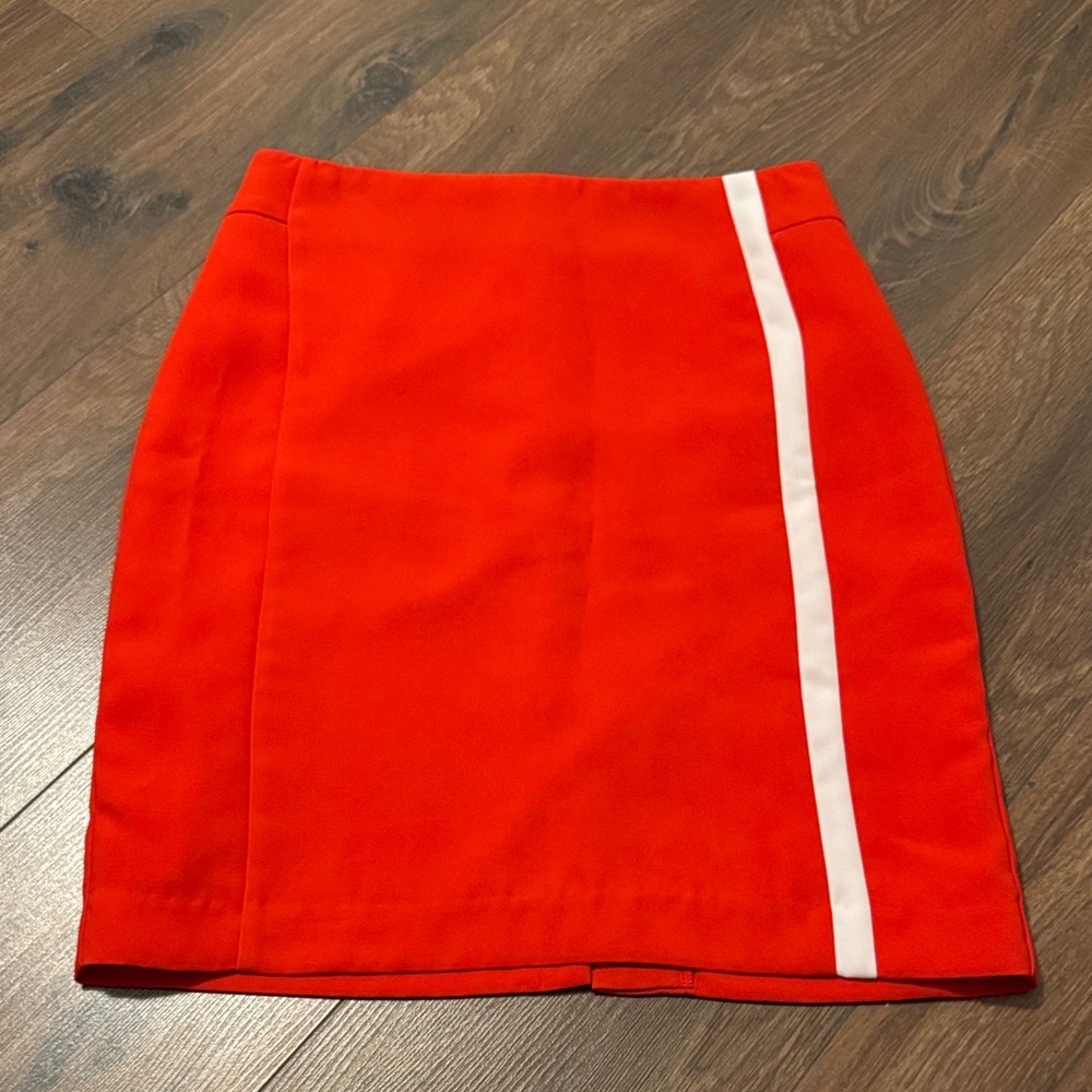 Banana Republic Red Orange Pencil Skirt Size 4 White Stripe Work Office